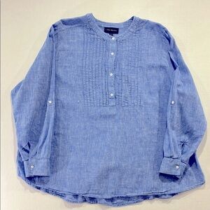 Lane Bryant Blue Chambray Linen/Cotton Tunic Size 22/24 Lightweight Cool Summer